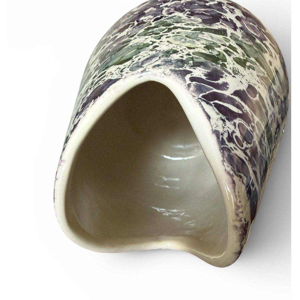 McCoy Cascade Vase Purple Marbled Iridescent Pearl Glaze 9" VTG 1960s MCM - Picture 10 of 14